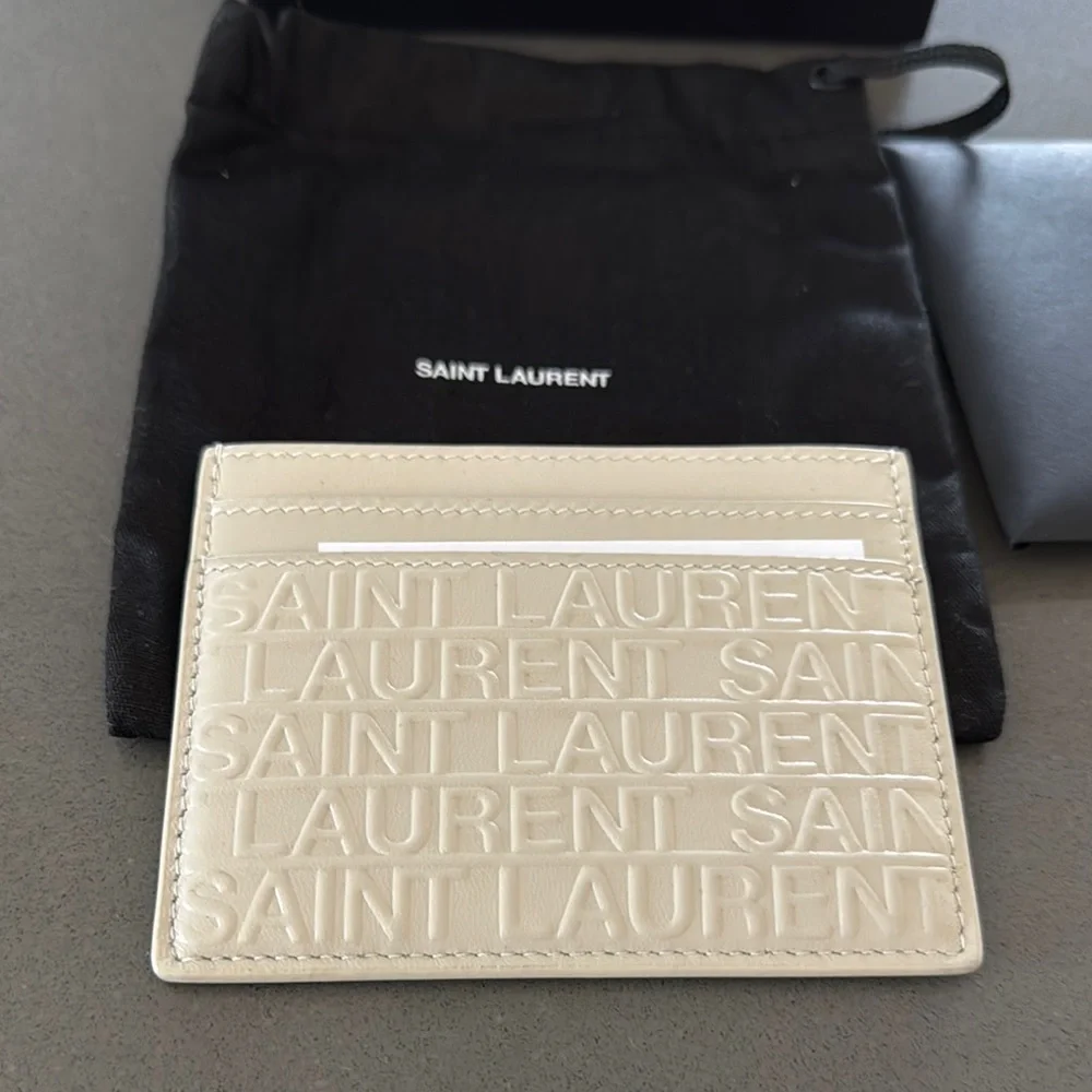 Saint Laurent NWT Cream Card Holder Wallet with Dust Bag & Box(full inclusion)